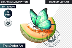 Vibrant Butterfly with Fruit PNG, Tropical Summer Clipart Product Image 1