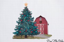 Cute Watercolor Christmas Farm Clipart Bundle PNG Product Image 11