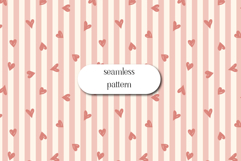 Cute Pink Heart Stripes Seamless Pattern Design Product Image 1