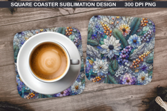 Flowers Coaster Sublimation, Winter Flowers Coaster PNG Product Image 1