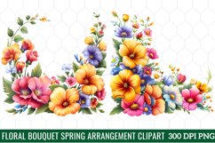 Floral bouquet spring Clipart, Watercolor Floral Clipart Product Image 1