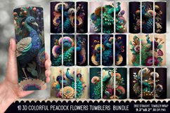 3D Colorful Peacock Flowers Tumbler Bundle - 10 Designs Product Image 1