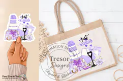 Purple Just Married Wedding PNG Bride Clipart Design Product Image 8