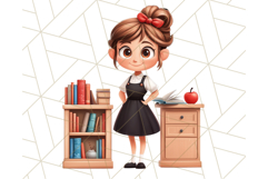 Cute Teacher Girls Clipart, School PNG, Teacher Sublimation Product Image 2