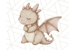 Watercolor Baby Dragon Clipart, Cute Nursery Fantasy PNG Product Image 4