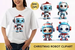 Cute Christmas Robot Sublimation Clipart, Robot png Product Image 1