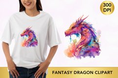 Watercolour Fantasy Dragon Clipart Product Image 1