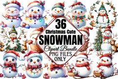 Christmas Cute-Snowman Clipart Bundle PNG Product Image 1