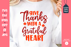 give thanks with a grateful heart Thanksgiving SVG design Product Image 1
