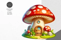 Fairy mushroom house, House clipart, Fantasy Product Image 1