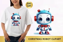 Cute Christmas Robot Sublimation Clipart, Robot png Product Image 1