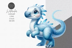 Friendly dinosaur, Dino clipart, Watercolor clipart, Product Image 1