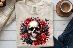 Gothic Floral Skull PNG Red Black Halloween Sublimation Product Image 9