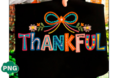 Crochet Yarn Thankful PNG with Bow Png Product Image 1