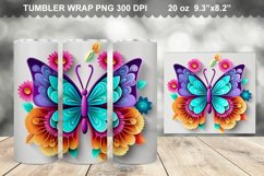 Colorful 3D Rainbow Butterfly Tumbler Design Product Image 1