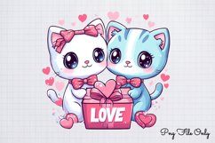 Valentine Cat Kitty Clipart PNG Product Image 1