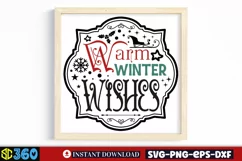 Warm winter wishes SVG, Farmhouse Christmas Sign Product Image 3