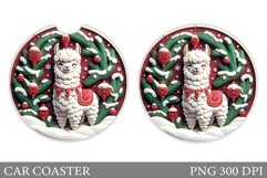 Lama Car Coaster Sublimation. Christmas Car Coaster Design Product Image 1
