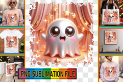 Unique TOTE BAG Art PNG, 3D Cute Ghost Product Image 1