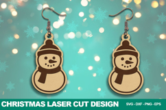 Snowman Christmas Earring Laser Cut SVG Design Product Image 1