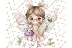 Bookish Fairy PNG Clipart, Whimsical Reading Elements Png Product Image 2