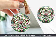 Flower Keychain Sublimation - Spring Keychain PNG Design Product Image 1