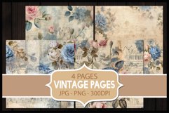 4 Vintage Floral Digital Papers I Junk Journal Pages Product Image 1