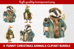 4 Funny Christmas Animals Clipart | Cute Holiday Animal PNG Product Image 1