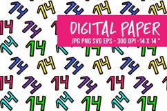 Numbers 14 digital paper. Numbers 14 seamless pattern Product Image 1