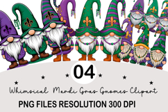 Whimsical Mardi Gras Gnomes Clipart png Product Image 1