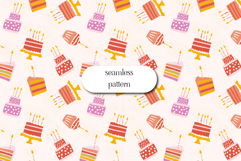 Birthday Cake Seamless Pattern Cute Party Dessert Design Product Image 1