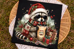 Cool Christmas Raccoon Iced Coffee PNG Sublimation File Product Image 3