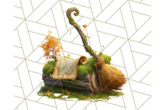 Halloween Witch House Clipart PNG with Potions and Brooms Product Image 2