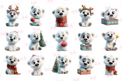 Winter Polar Bear Cub Clipart 30 Png Bundle Product Image 2