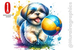 Cute Shih Tzu Play with Ball - JPG File Product Image 1
