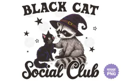 Vintage Funny Sarcastic Feral Witch Raccoon Halloween PNG Product Image 1