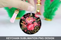 Flowers Keychain Sublimation- Sublimation PNG Design Product Image 1