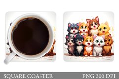 Funny Cat Coaster Design. Cute Cats Coaster Sublimation Product Image 1