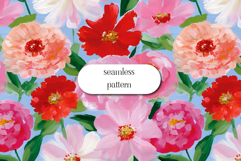 Pink Floral Seamless Pattern Watercolor Digital Paper Product Image 1