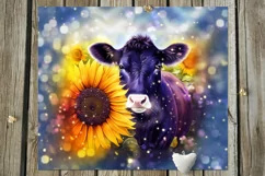 Cow & sunflowers | 9 Skinny tumbler Sublimation designs, JPG Product Image 10