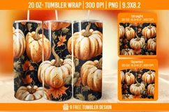 Pumpkin Tumbler Sublimation Wrap, 20 oz Fall Tumbler Wrap Product Image 1