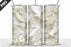 3D Christmas Doves Tumbler Wrap - 20 Oz Skinny Tumbler PNG Product Image 2