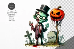 Halloween clipart, Zombie clipart, Autumn clipart Product Image 1
