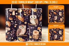 Cute Owl Seemless Tumbler Wrap Designs, Sublimation Wrap Product Image 1