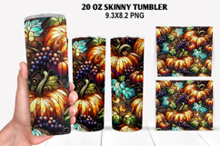 Pumpkin Skinny Tumbler 20oz Wrap Design, Halloween Tumbler Product Image 1