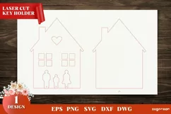 Wooden House Key Holder Laser Cut | Family Keychain Svg Product Image 1