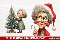 Christmas Grandma Clipart | Cute Holiday Granny PNG Illustra Product Image 1