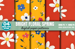 Bright Floral Spring Digital Paper Background PNG Product Image 1