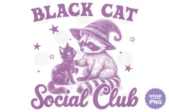 Vintage Funny Sarcastic Feral Witch Raccoon Halloween PNG Product Image 1