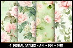 4 Digital Papers Vintage Roses Florals I Vintage Theme Product Image 1
